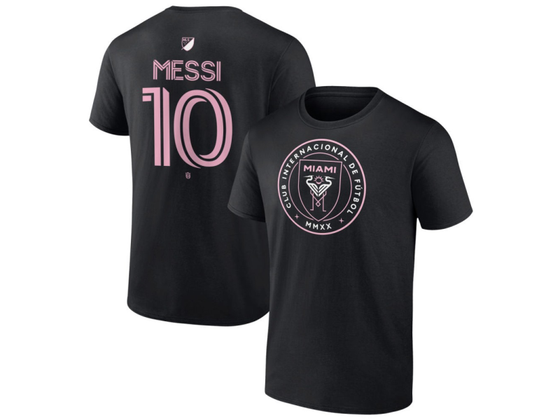 Men's Inter Miami CF Authentic Stack #10 Lionel Messi T-Shirt - Black