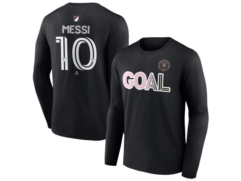 Men's Inter Miami CF Goal #10 Lionel Messi Long Sleeve T-Shirt - Black