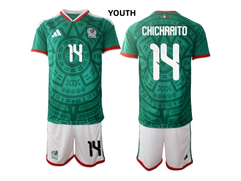 Youth CHICHARITO Mexico 2026 World Cup Home Fan Jersey - Green