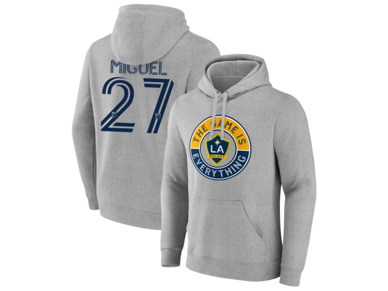 Men's LA Galaxy The Game Is Everything #27 Miguel Pullover Hoodie - Gray