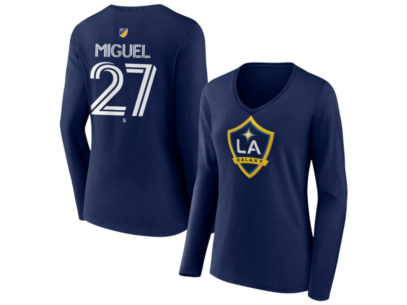 Women's LA Galaxy #27 Miguel Team Authentic Long Sleeve V-Neck T-Shirt - Navy