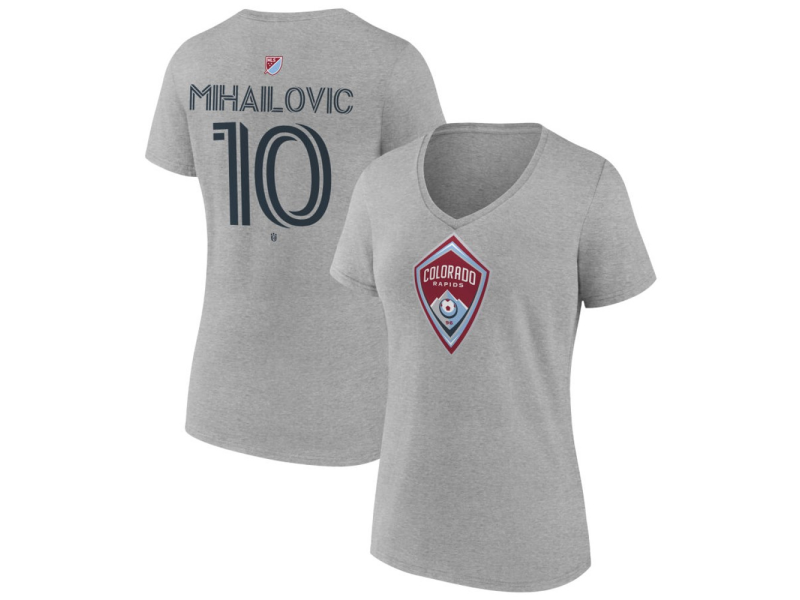 Women's Colorado Rapids #10 Djordje Mihailovic Team Authentic V-Neck T-Shirt - Gray