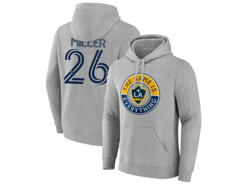Men's LA Galaxy The Game Is Everything #26 Harbor Miller Pullover Hoodie - Gray