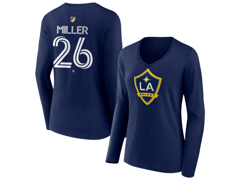 Women's LA Galaxy #26 Harbor Miller Team Authentic Long Sleeve V-Neck T-Shirt - Navy