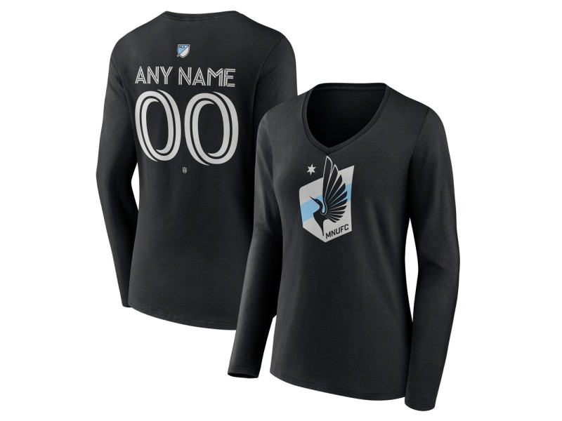 Women's Minnesota United FC Custom Team Authentic Long Sleeve V-Neck T-Shirt - Black