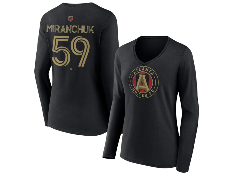 Women's Atlanta United FC #59 Alexey Miranchuk Team Authentic Long Sleeve V-Neck T-Shirt - Black