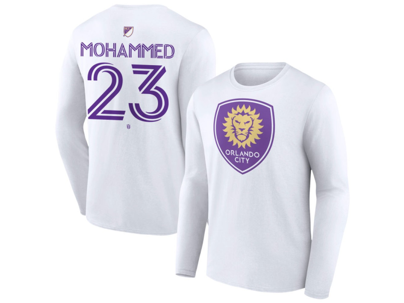 Men's Orlando City SC Authentic Stack #23 Shakur Mohammed Long Sleeve T-Shirt - White