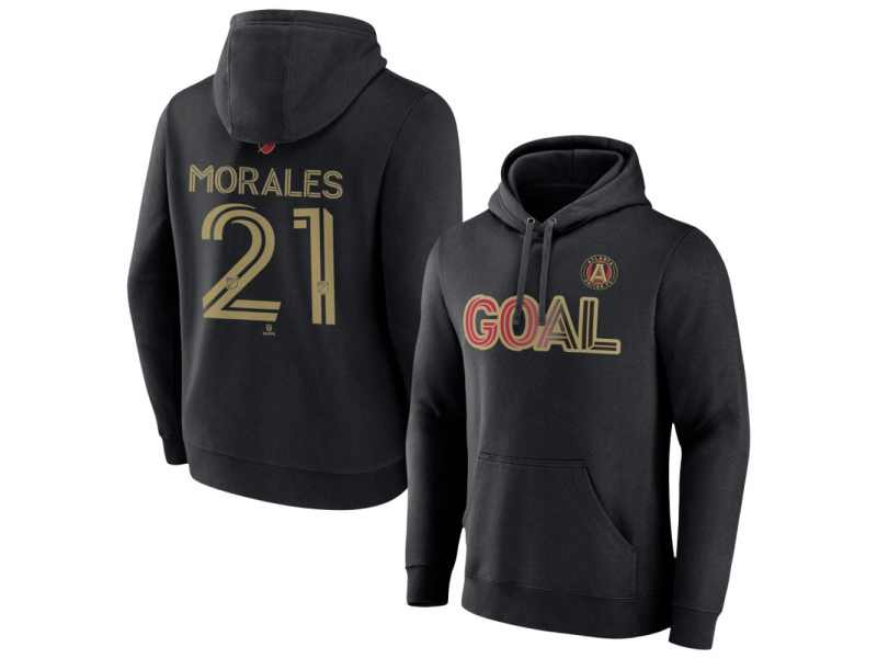 Men's Atlanta United FC Goal #21 Efrain Morales Pullover Hoodie - Black