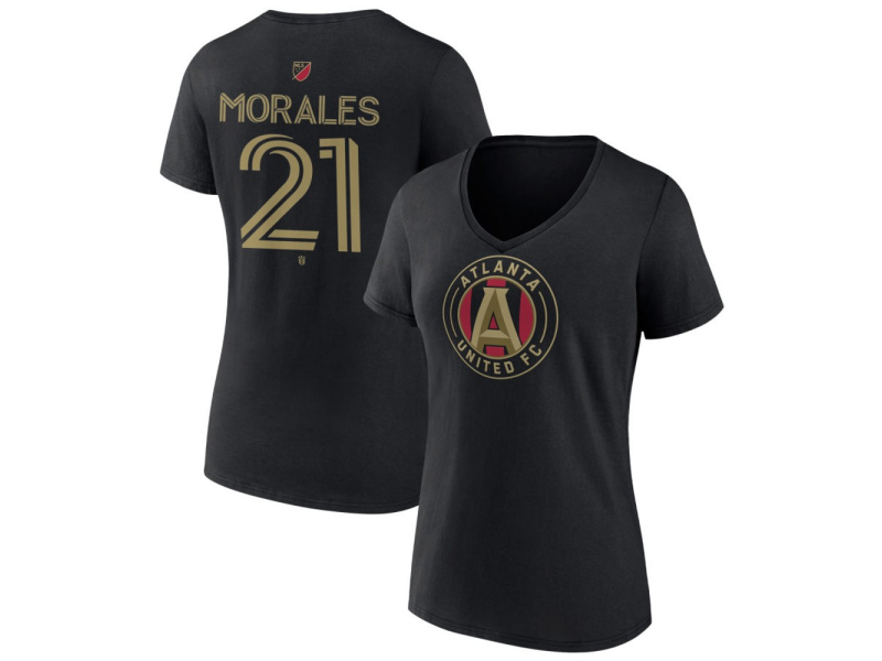 Women's Atlanta United FC #21 Efrain Morales Team Authentic V-Neck T-Shirt - Black
