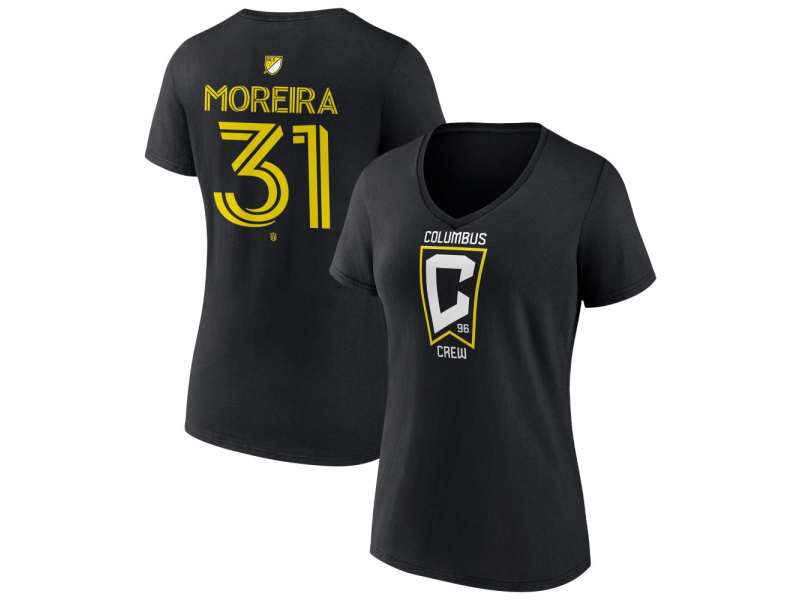 Women's Columbus Crew #31 Steven Moreira Team Authentic V-Neck T-Shirt - Black