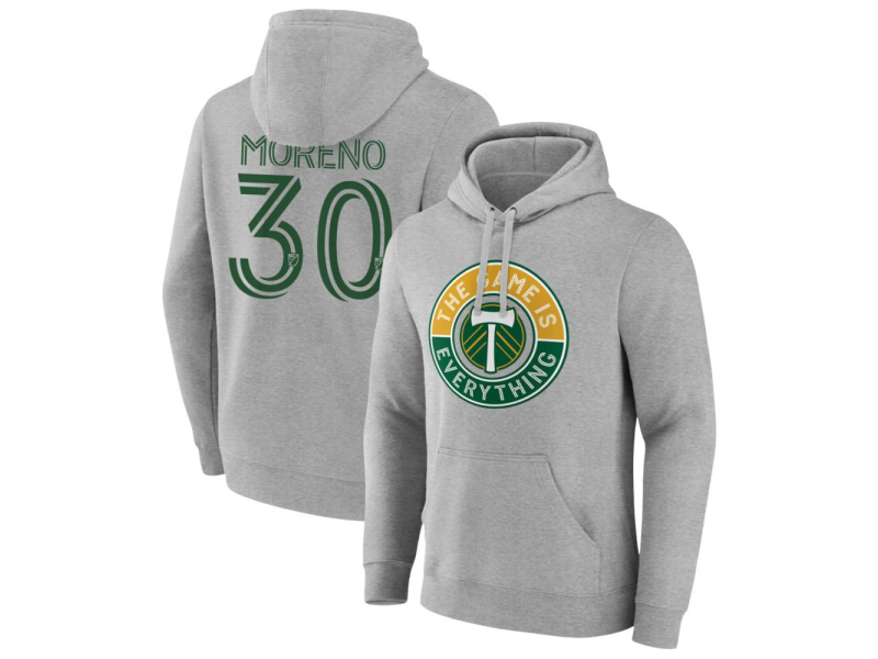 Men's Portland Timbers The Game Is Everything #30 Santiago Moreno Pullover Hoodie - Gray