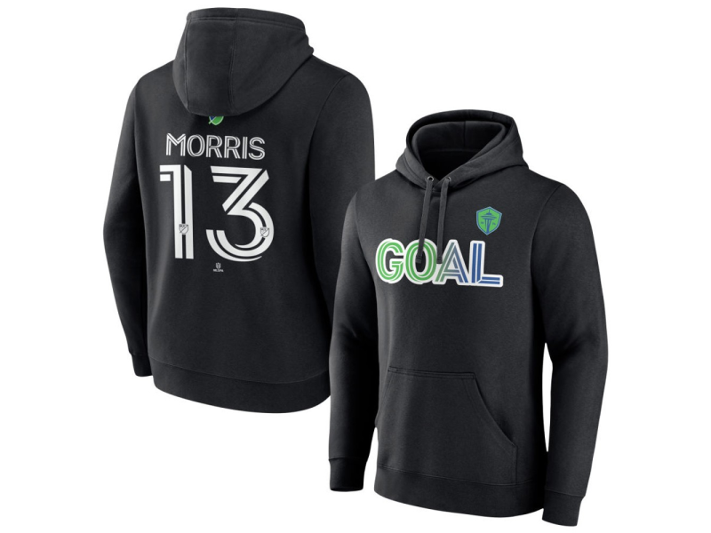 Men's Seattle Sounders FC Goal #13 Jordan Morris Pullover Hoodie - Black
