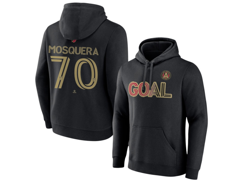 Men's Atlanta United FC Goal #70 Edwin Mosquera Pullover Hoodie - Black