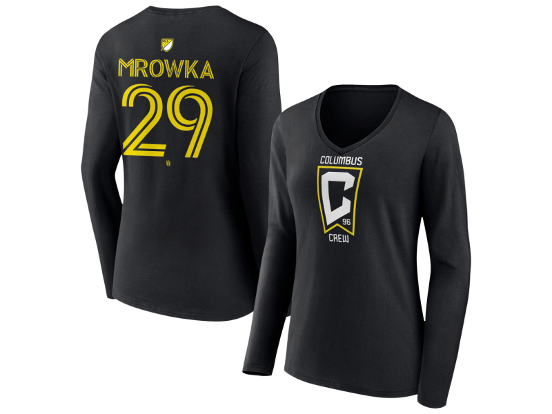 Women's Columbus Crew #29 Cole Mrowka Team Authentic Long Sleeve V-Neck T-Shirt - Black