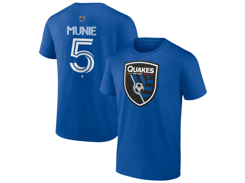 Youth San Jose Earthquakes #5 Daniel Munie Team Authentic T-Shirt - Royal