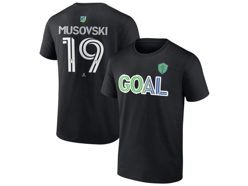 Men's Seattle Sounders FC Goal #19 Danny Musovski T-Shirt - Black
