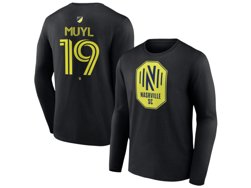Men's Nashville SC #19 Alex Muyl Team Authentic Long Sleeve T-Shirt - Black