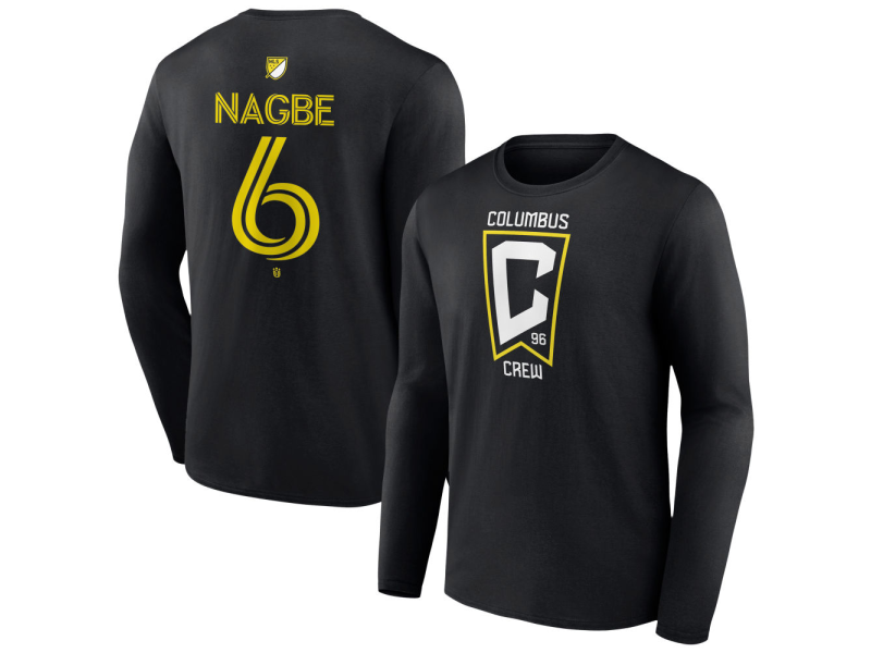 Men's Columbus Crew #6 Darlington Nagbe Team Authentic Long Sleeve T-Shirt - Black