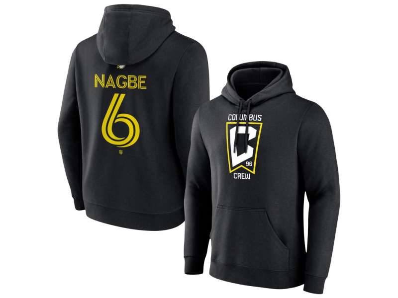 Youth Columbus Crew #6 Darlington Nagbe Team Authentic Pullover Hoodie - Black