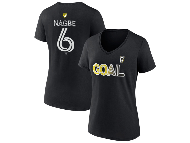 Women's Columbus Crew Goal #6 Darlington Nagbe V-Neck T-Shirt - Black