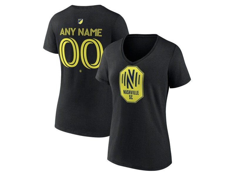 Women's Nashville SC Custom Team Authentic V-Neck T-Shirt - Black