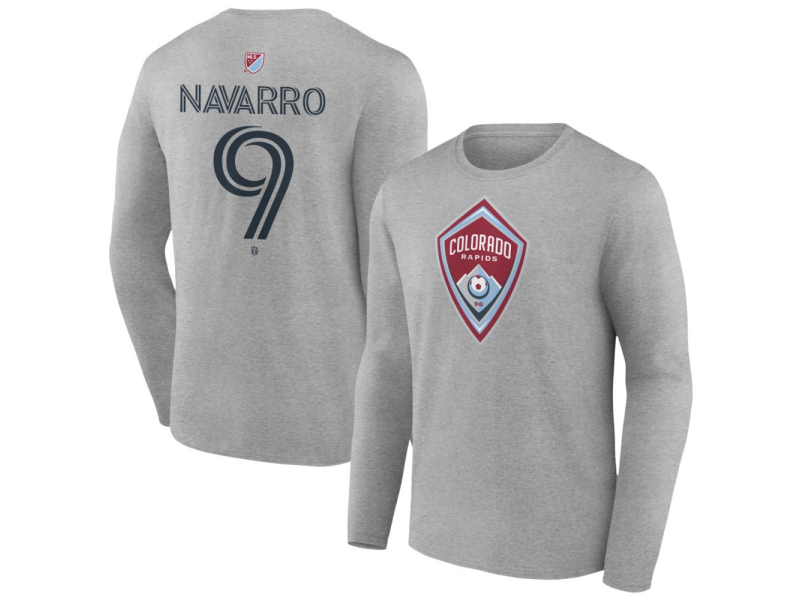 Youth Colorado Rapids #9 Rafael Navarro Team Authentic Long Sleeve T-Shirt - Gray