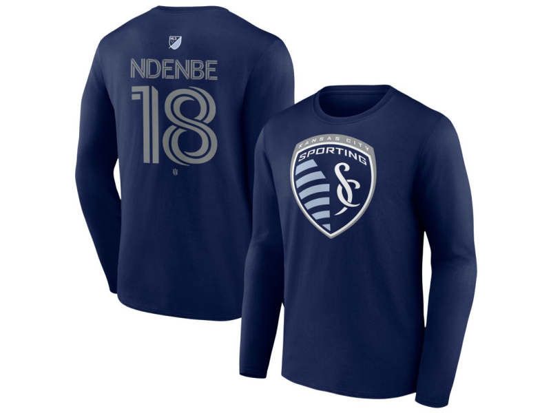Youth Sporting Kansas City #18 Logan Ndenbe Team Authentic Long Sleeve T-Shirt - Navy