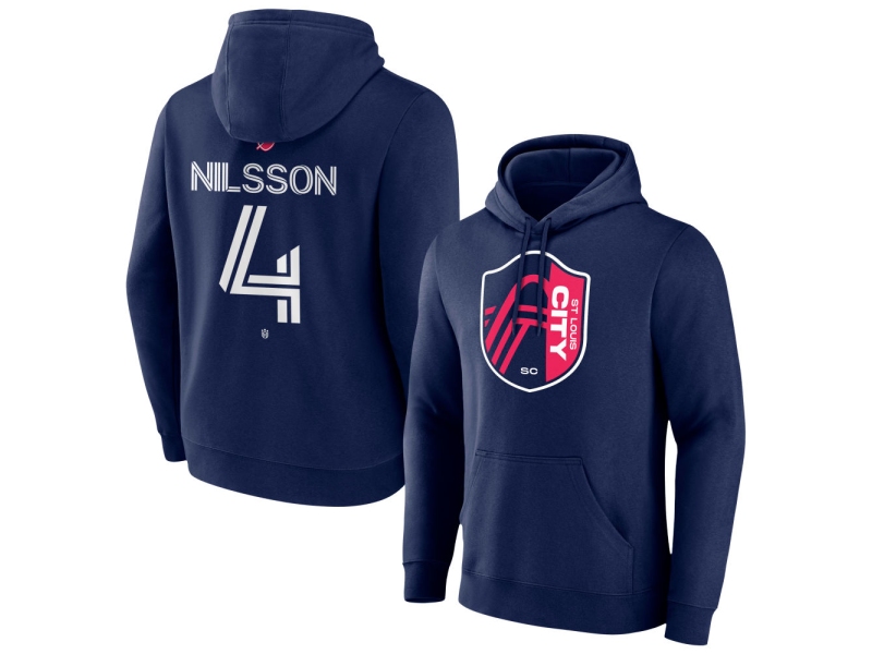 Men's St. Louis City SC #4 Joakim Nilsson Team Authentic Pullover Hoodie - Navy