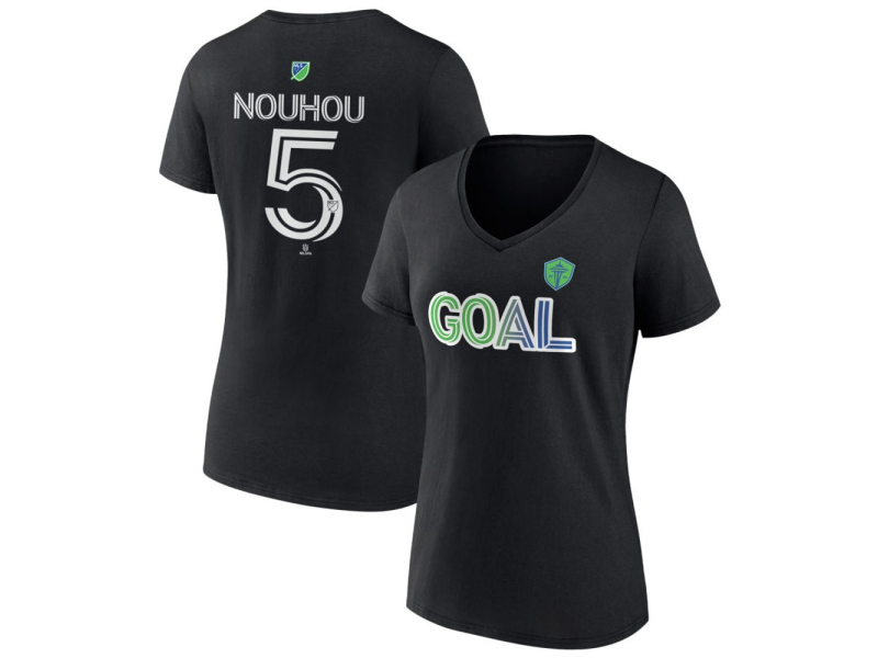 Women's Seattle Sounders FC Goal #5 Nouhou Tolo V-Neck T-Shirt - Black