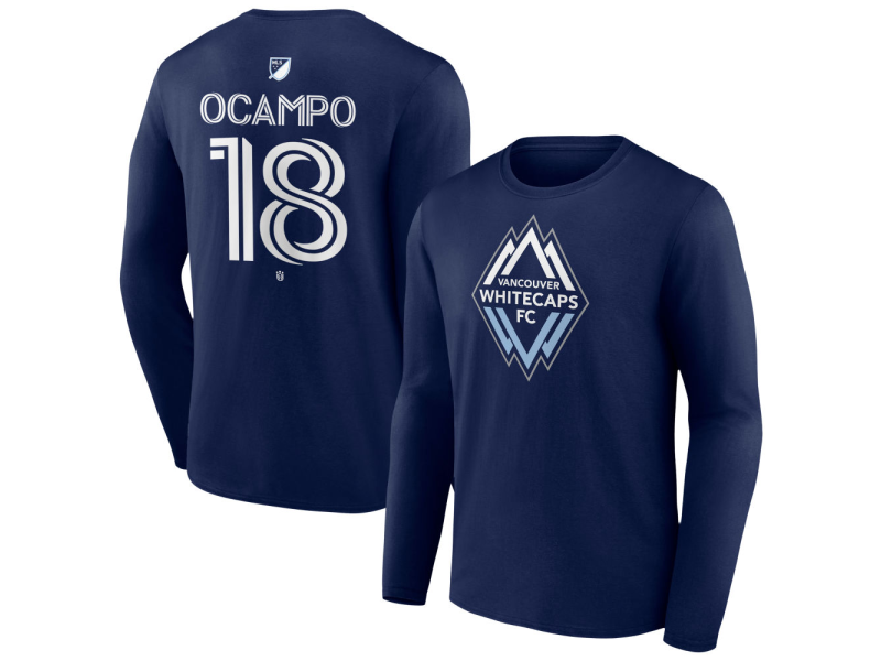 Youth Vancouver Whitecaps FC #18 Edier Ocampo Team Authentic Long Sleeve T-Shirt - Navy