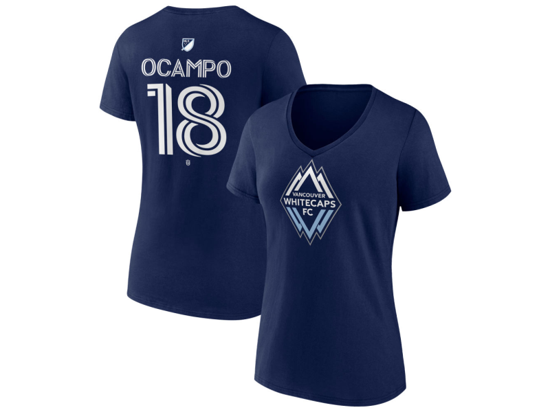 Women's Vancouver Whitecaps FC #18 Edier Ocampo Team Authentic V-Neck T-Shirt - Navy