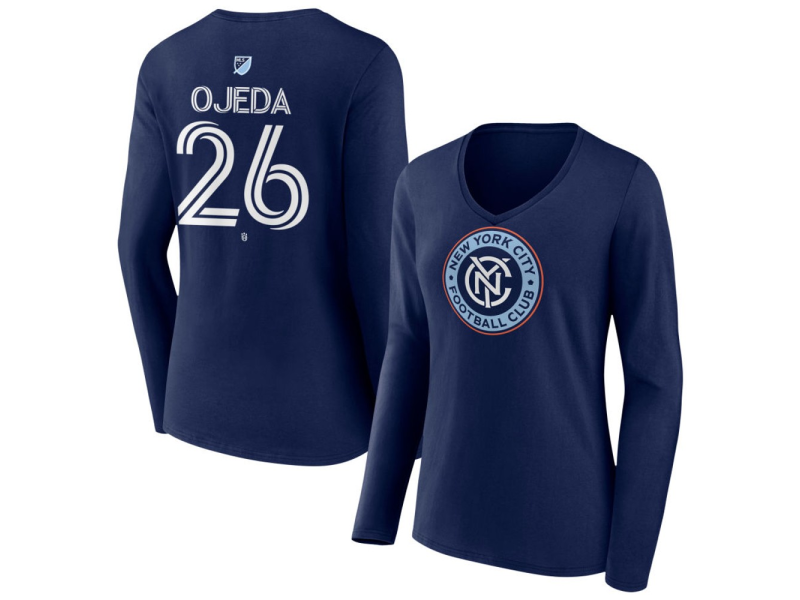 Women's New York City FC #26 Agustin Ojeda Team Authentic Long Sleeve V-Neck T-Shirt - Navy