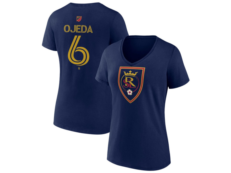 Women's Real Salt Lake #6 Braian Ojeda Team Authentic V-Neck T-Shirt - Navy