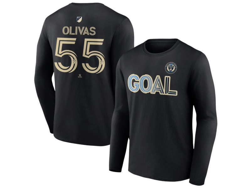 Men's Philadelphia Union Goal #55 Sal Olivas Long Sleeve T-Shirt - Black