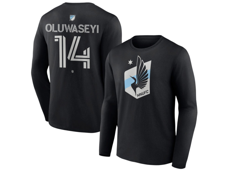 Youth Minnesota United FC #14 Tani Oluwaseyi Team Authentic Long Sleeve T-Shirt - Black