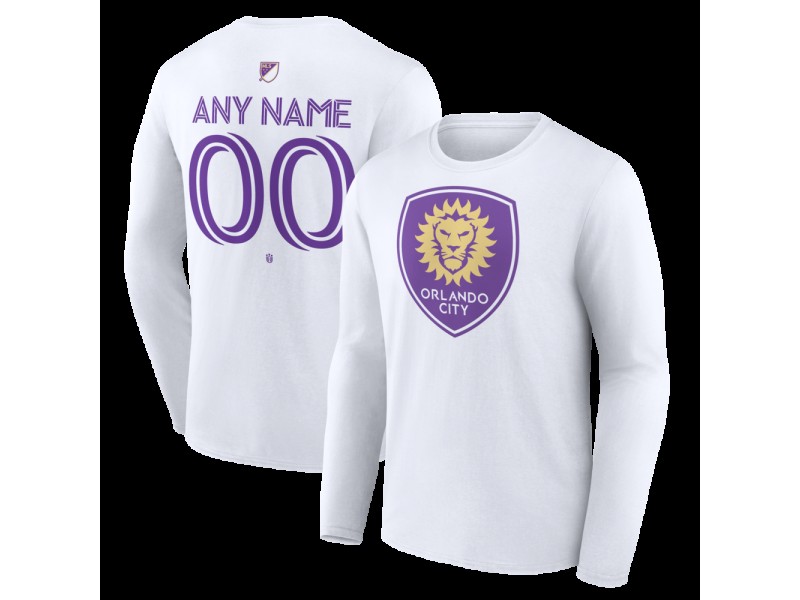 Youth Orlando City SC Authentic Stack Custom Long Sleeve T-Shirt - White