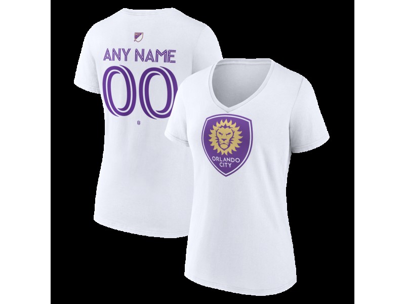 Women's Orlando City SC Authentic Stack Custom V-Neck T-Shirt - White