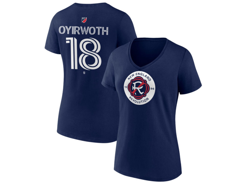 Women's New England Revolution #18 Allan Oyirwoth Team Authentic V-Neck T-Shirt - Navy