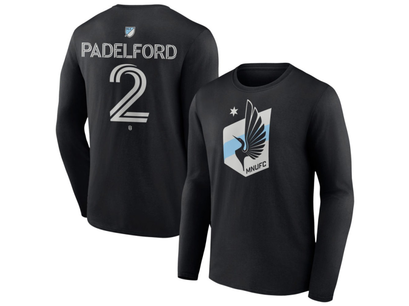 Youth Minnesota United FC #2 Devin Padelford Team Authentic Long Sleeve T-Shirt - Black