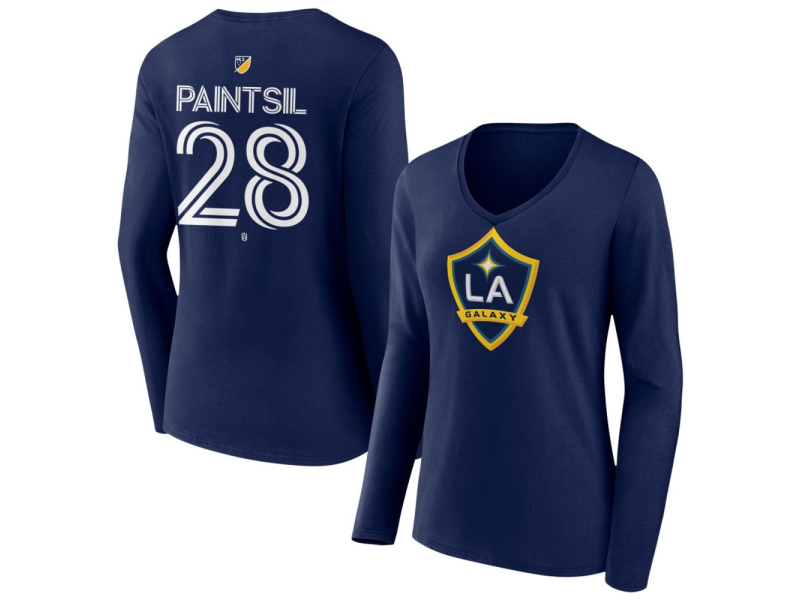 Women's LA Galaxy #28 Joseph Paintsil Team Authentic Long Sleeve V-Neck T-Shirt - Navy
