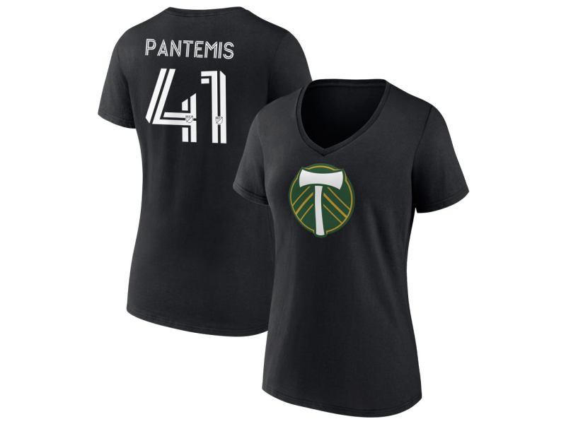 Women's Portland Timbers #41 James Pantemis V-Neck T-Shirt - Black