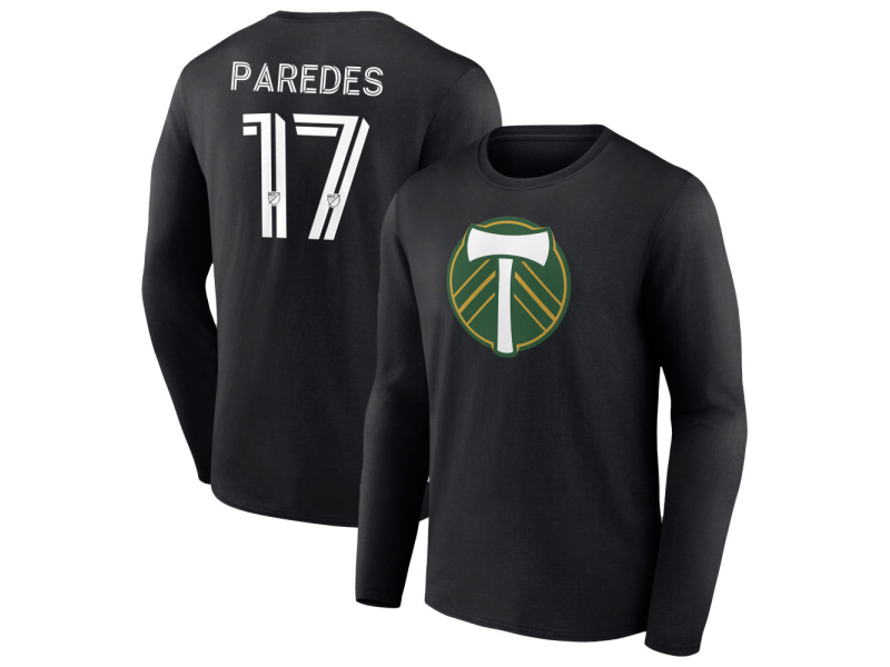 Men's Portland Timbers #17 Cristhian Paredes Long Sleeve T-Shirt - Black