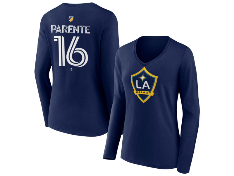Women's LA Galaxy #16 Isaiah Parente Team Authentic Long Sleeve V-Neck T-Shirt - Navy
