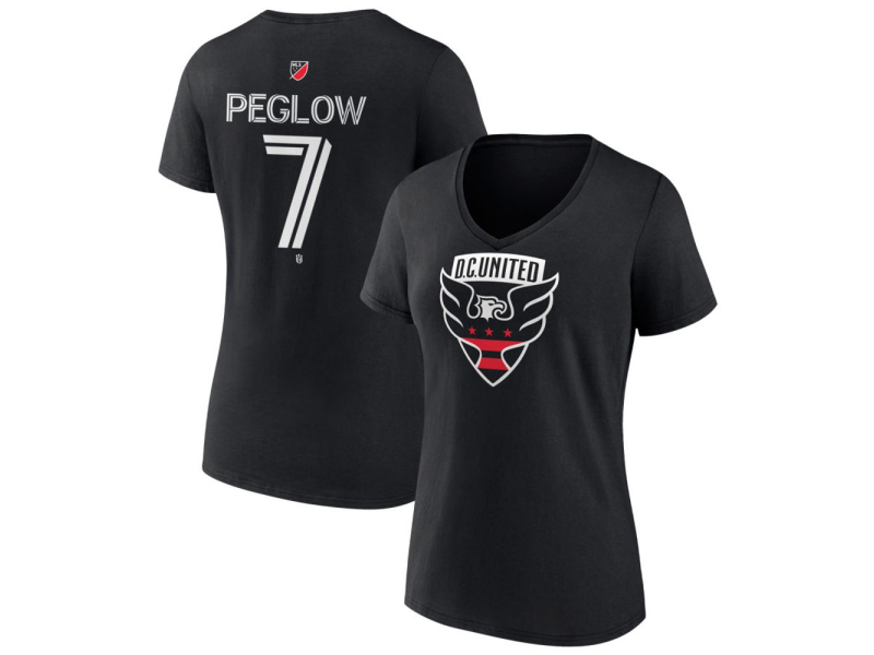 Women's D.C. United #7 Joao Peglow Team Authentic V-Neck T-Shirt - Black