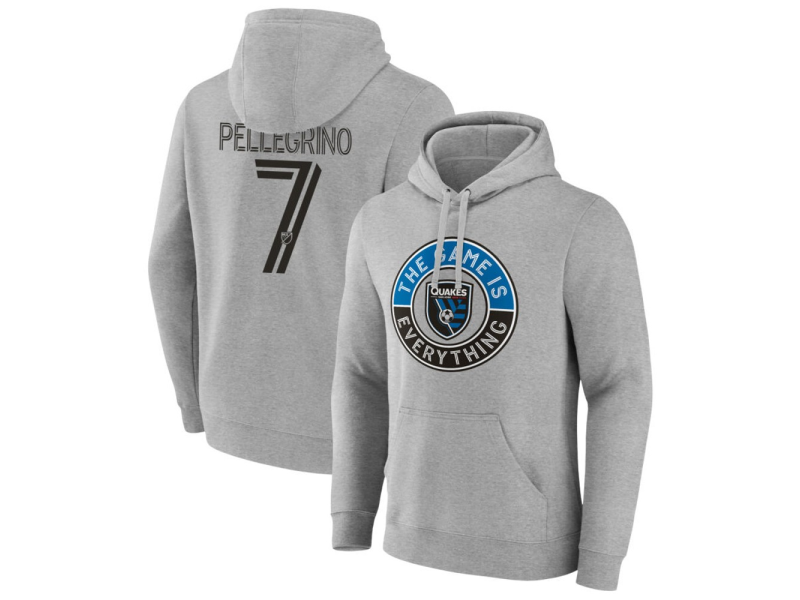 Men's San Jose Earthquakes The Game Is Everything #7 Amahl Pellegrino Pullover Hoodie - Gray