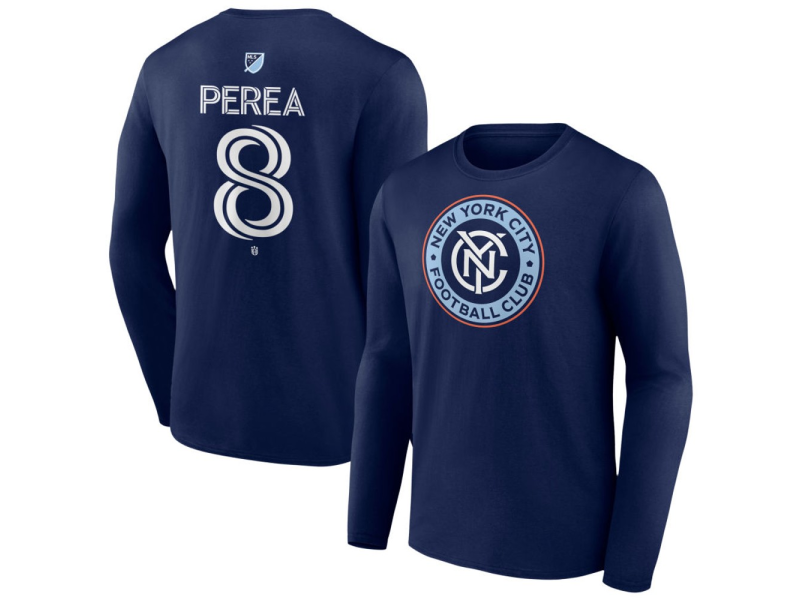 Youth New York City FC #8 Andres Perea Team Authentic Long Sleeve T-Shirt - Navy