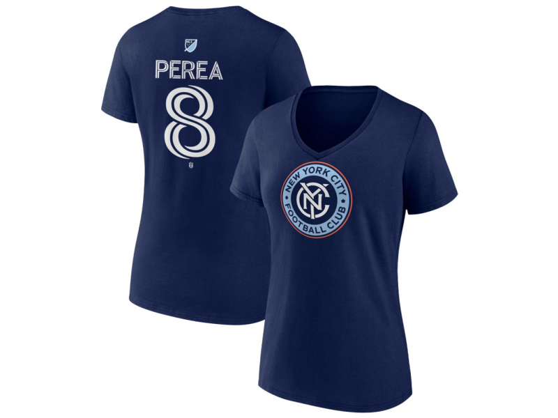 Women's New York City FC #8 Andres Perea Team Authentic V-Neck T-Shirt - Navy