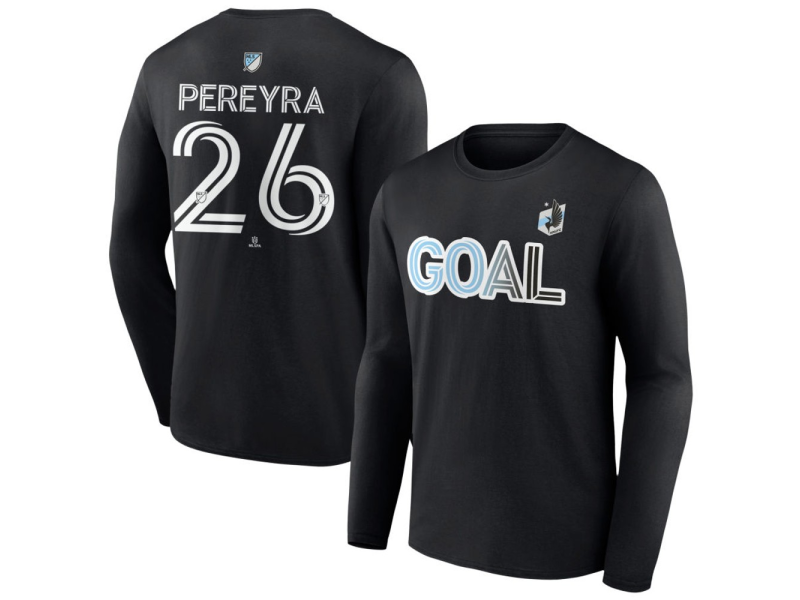 Men's Minnesota United FC Goal #26 Joaquin Pereyra Long Sleeve T-Shirt - Black