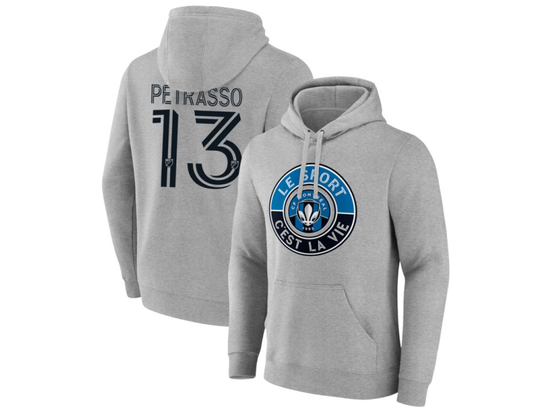 Men's CF Montreal The Game Is Everything #13 Luca Petrasso Pullover Hoodie - Gray