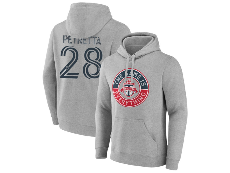 Men's Toronto FC The Game Is Everything #28 Raoul Petretta Pullover Hoodie - Gray